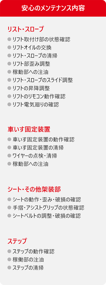 安心のメンテナンス内容